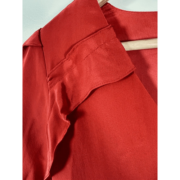 Maje Red Silk Dress Mini Sheathe Woman’s Medium EUC Holiday Chic Parisian Cherry - Picture 5 of 16